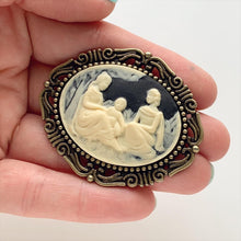 Load image into Gallery viewer, 3 Generations Cameo Brooch Family Tree Grandmother Mother Grandma Mom Gifts