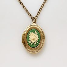 Load image into Gallery viewer, Rose Cameo Locket Necklace Classic Rose Locket Gift for Her