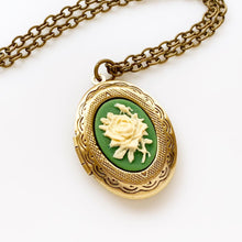 Load image into Gallery viewer, Rose Cameo Locket Necklace Classic Rose Locket Gift for Her