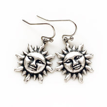 Load image into Gallery viewer, Sun Earrings Silver Sun Celestial Earrings