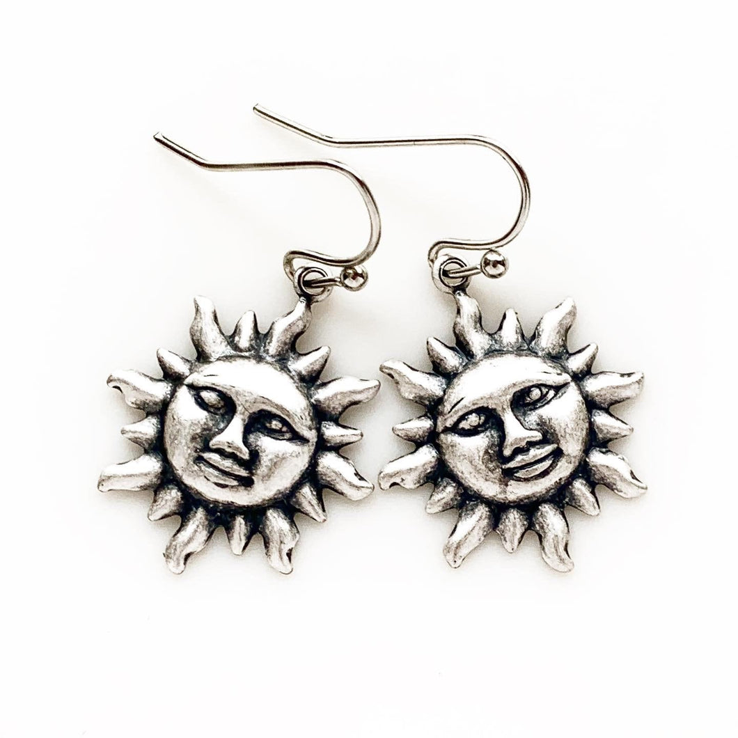 Sun Earrings Silver Sun Celestial Earrings