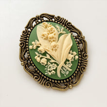 Load image into Gallery viewer, Lily of the Valley Cameo Brooch Flower Jewelry-Lydia&#39;s Vintage | Handmade Vintage Style Jewelry, Brooches, Pins, Necklaces, Bracelets