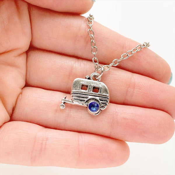 Camper Necklace Camping Gifts Vintage Camper Travel Trailer Glamping Lover-Lydia's Vintage | Handmade Personalized Vintage Style Necklaces, Lockets, Earrings, Bracelets, Brooches, Rings
