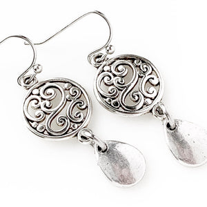 Silver Earrings Filigree Teardrop Earrings Gifts for Her-Lydia's Vintage | Handmade Personalized Vintage Style Earrings and Ear Cuffs
