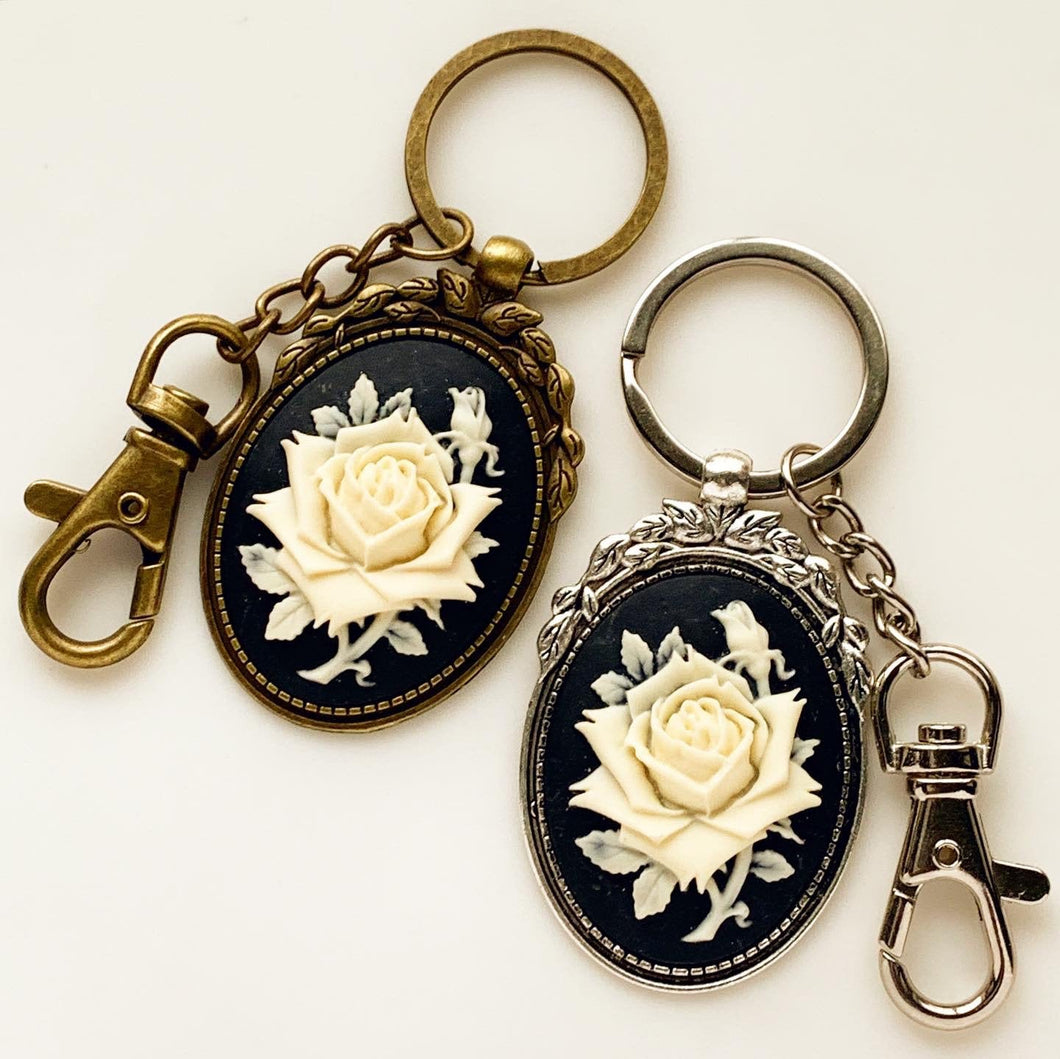 Rose Cameo Keychain Gifts for Her Bag Clip Romantic Keychain