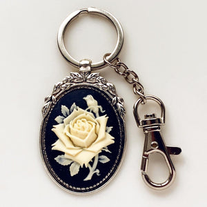 Rose Cameo Keychain Gifts for Her Bag Clip Romantic Keychain