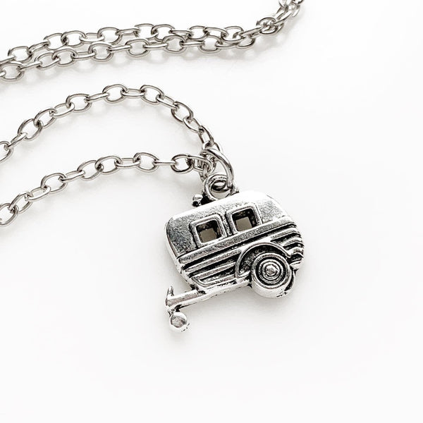 Camper Necklace Camper Gifts Travel Trailer Caravan Glamping Camping Gifts-Lydia's Vintage | Handmade Personalized Vintage Style Necklaces, Lockets, Earrings, Bracelets, Brooches, Rings