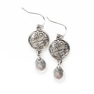 Silver Earrings Filigree Teardrop Earrings Gifts for Her-Lydia's Vintage | Handmade Personalized Vintage Style Earrings and Ear Cuffs