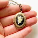 Butterfly Cameo Locket Necklace Butterfly Jewelry-Lydia's Vintage | Handmade Personalized Vintage Style Necklaces, Lockets, Earrings, Bracelets, Brooches, Rings