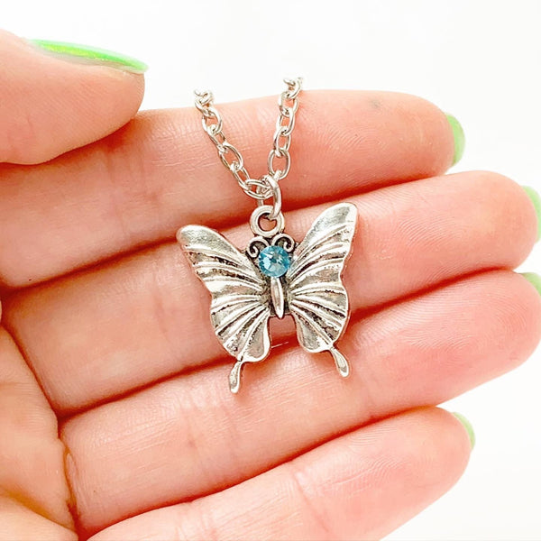 Butterfly Necklace Birthstone Necklace Butterfly Jewelry Personalized Gifts for Her-Lydia's Vintage | Handmade Personalized Vintage Style Necklaces, Lockets, Earrings, Bracelets, Brooches, Rings
