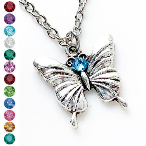 Butterfly Necklace Birthstone Necklace Butterfly Jewelry Personalized Gifts for Her