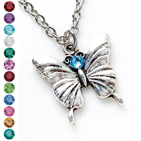 Butterfly Necklace Birthstone Necklace Butterfly Jewelry Personalized Gifts for Her-Lydia's Vintage | Handmade Personalized Vintage Style Necklaces, Lockets, Earrings, Bracelets, Brooches, Rings