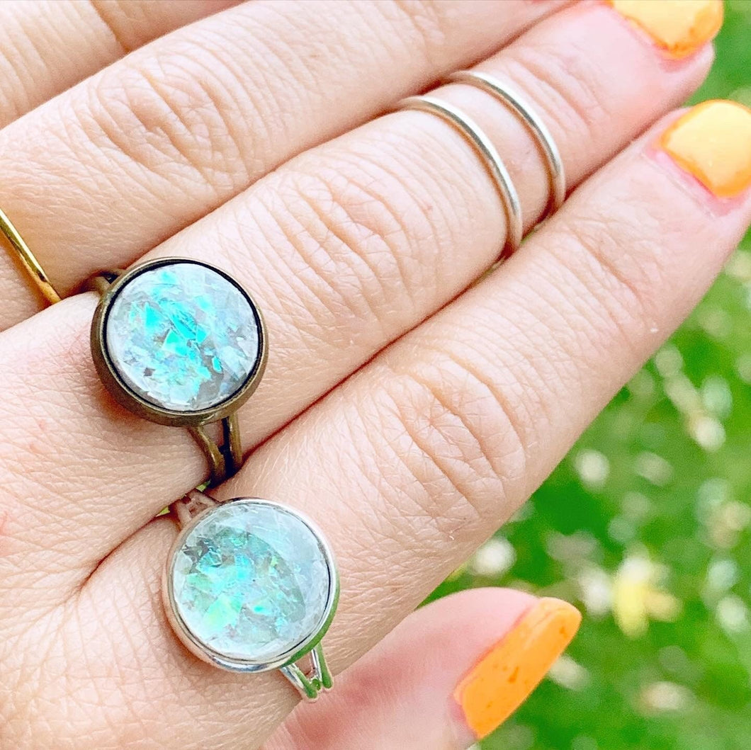 Faux Opal Ring Adjustable Ring Shimmery Pastel Jewelry