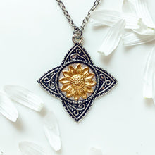 Load image into Gallery viewer, Sunflower Necklace Two Tone Silver Sunflower Pendant
