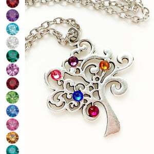 Family Tree Necklace Tree of Life Birthstone Necklace Gift for Mom for Her Pick 3+ Birthstones