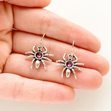 Load image into Gallery viewer, Spider Earrings Birthstone Earrings Halloween Gothic Spider Jewelry