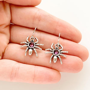 Spider Earrings Birthstone Earrings Halloween Gothic Spider Jewelry