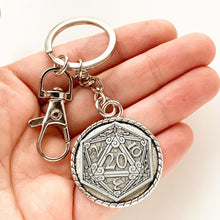 Load image into Gallery viewer, D20 Keychain Dungeons and Dragons Gifts Geek Gift for Men-Lydia&#39;s Vintage | Handmade Personalized Bookmarks, Keychains