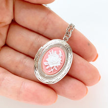Load image into Gallery viewer, Rose Cameo Locket Necklace Flower Locket Pendant Gift for Women