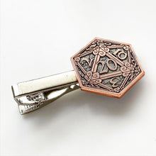 Load image into Gallery viewer, D20 Tie Clip Dungeons and Dragons Nerdy Fathers Day Gift Dungeon Master Geek Wedding-Lydia&#39;s Vintage | Handmade Personalized Cufflinks and Tie Tacks