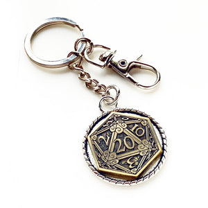 D20 Keychain Dungeons and Dragons Dungeon Master Gift-Lydia's Vintage | Handmade Personalized Bookmarks, Keychains