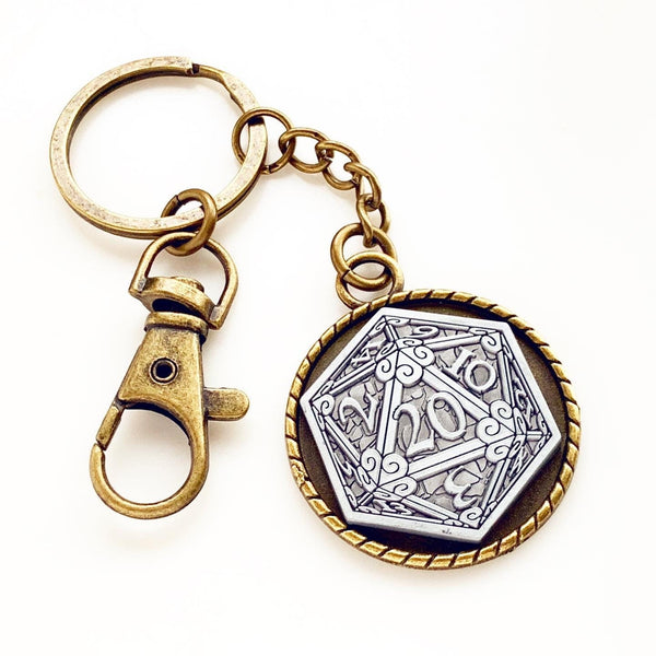 D20 Keychain Dungeons and Dragons DM Dungeon Master Gift-Lydia's Vintage | Handmade Personalized Bookmarks, Keychains