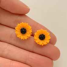 Load image into Gallery viewer, Sunflower Earrings Stud Earrings Floral Studs Sunflower Jewelry-Lydia&#39;s Vintage | Handmade Personalized Vintage Style Earrings and Ear Cuffs