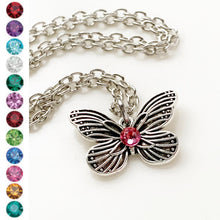 Load image into Gallery viewer, Butterfly Necklace Birthstone Necklace Butterfly Pendant Birthstone Jewelry Gift for Women