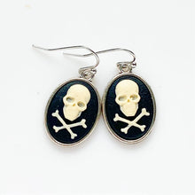 Load image into Gallery viewer, Skull an Crossbones Earrings Jolly Roger Pirate Cameo Jewelry-Lydia&#39;s Vintage | Handmade Custom Cosplay, Pirate Inspired Style Necklaces, Earrings, Bracelets, Brooches, Rings