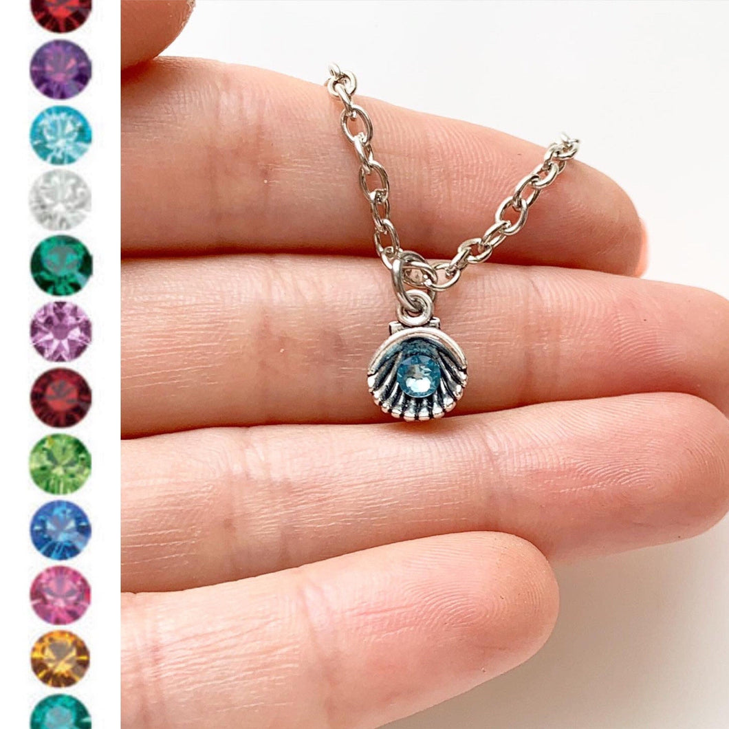 Birthstone Necklace Seashell Necklace Gift for Girls
