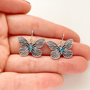 Butterfly Earrings Birthstone Jewelry Custom Gift for Women-Lydia's Vintage | Handmade Personalized Vintage Style Earrings and Ear Cuffs