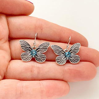 Butterfly Earrings Birthstone Jewelry Custom Gift for Women-Lydia's Vintage | Handmade Personalized Vintage Style Earrings and Ear Cuffs