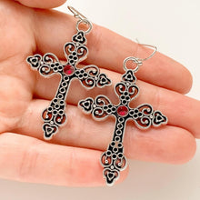Load image into Gallery viewer, Large Cross Earrings Birthstone Earrings Gothic Cross Jewelry