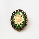 Rose Cameo Brooch Green Irish Rose Pin Cameo Jewelry-Lydia's Vintage | Handmade Vintage Style Jewelry, Brooches, Pins, Necklaces, Bracelets