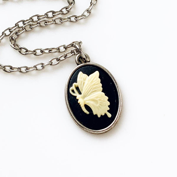 Butterfly Cameo Necklace Butterfly Pendant Gift for Her-Lydia's Vintage | Handmade Personalized Vintage Style Necklaces, Lockets, Earrings, Bracelets, Brooches, Rings