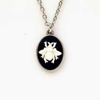 Bee Cameo Necklace Bee Necklace Cameo Jewelry Bee Gifts-Lydia's Vintage | Handmade Personalized Vintage Style Necklaces, Lockets, Earrings, Bracelets, Brooches, Rings