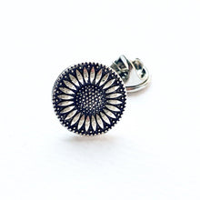 Load image into Gallery viewer, Sunflower Pin Silver Tie Tack Sunflower Wedding-Lydia&#39;s Vintage | Handmade Personalized Cufflinks and Tie Tacks