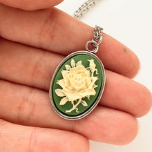 Load image into Gallery viewer, Rose Cameo Necklace Rose Pendant Cameo Jewelry-Lydia&#39;s Vintage | Handmade Personalized Vintage Style Necklaces, Lockets, Earrings, Bracelets, Brooches, Rings