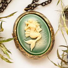 Load image into Gallery viewer, Mermaid Locket Necklace Large Locket Renaissance Faire Jewelry