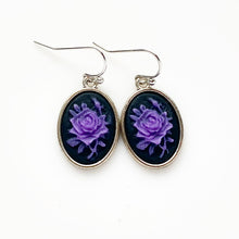 Load image into Gallery viewer, Purple Rose Cameo Earrings Rose Earrings Cameo Jewelry Gift for Her-Lydia&#39;s Vintage | Handmade Personalized Vintage Style Earrings and Ear Cuffs