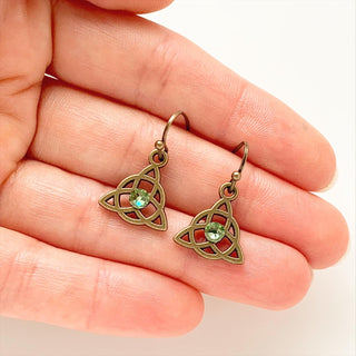 Birthstone Earrings Celtic Knot Earrings Celtic Jewelry-Lydia's Vintage | Handmade Personalized Vintage Style Earrings and Ear Cuffs