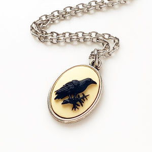 Raven Necklace Crow Pendant Cameo Necklace Edgar Allan Poe Gift