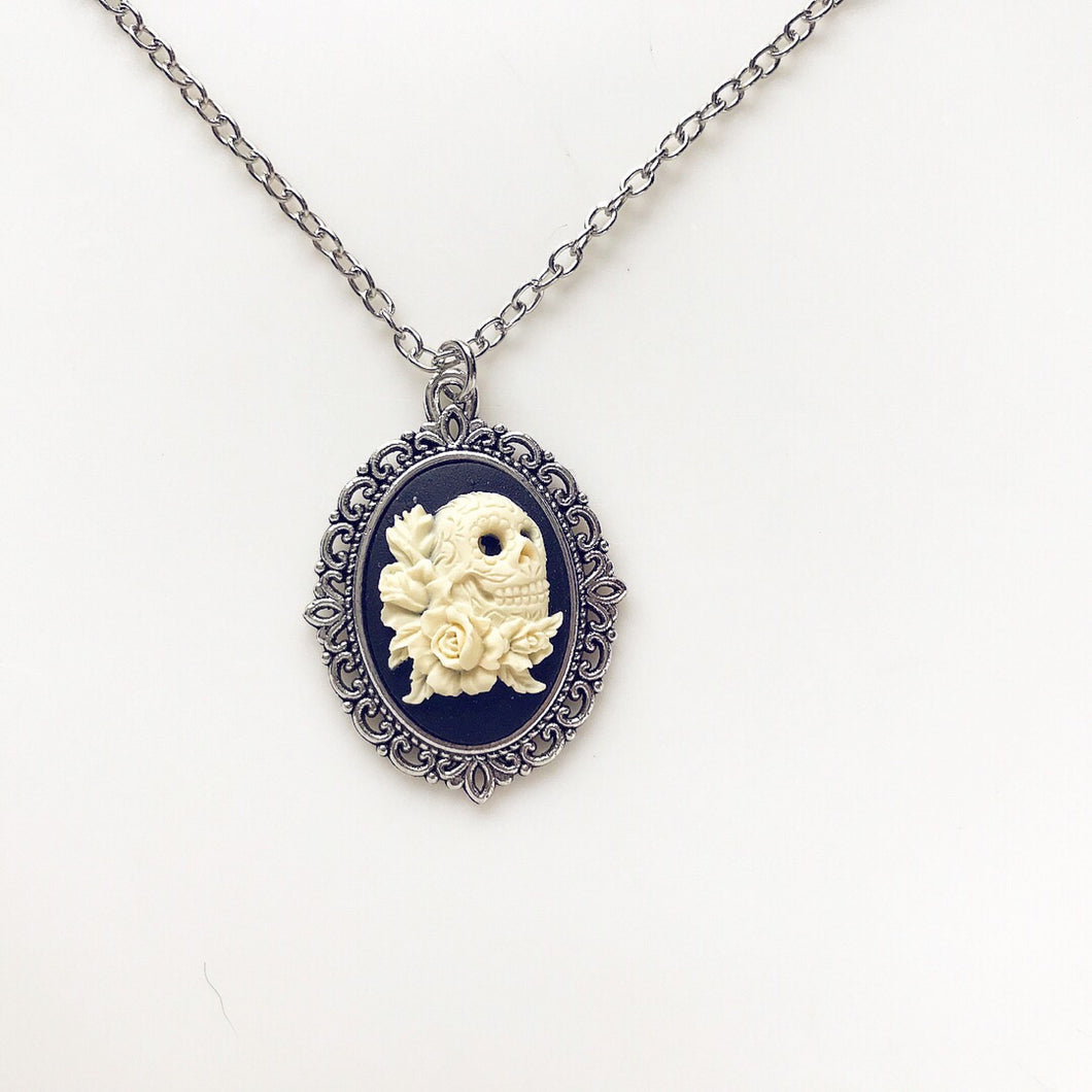 Skull Necklace Skull Cameo Gothic Jewelry