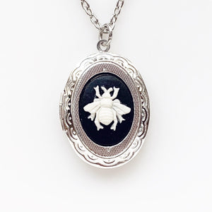 Bee Locket Necklace Cameo Locket Bee Gift for Her