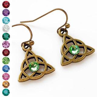 Birthstone Earrings Celtic Knot Earrings Celtic Jewelry-Lydia's Vintage | Handmade Personalized Vintage Style Earrings and Ear Cuffs