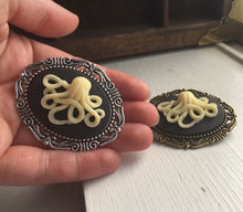 Load image into Gallery viewer, Octopus Brooch Octopus Cameo Pirate Hat Pin Pirate Costume Renaissance Faire