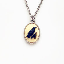 Load image into Gallery viewer, Raven Necklace Crow Pendant Cameo Necklace Edgar Allan Poe Gift