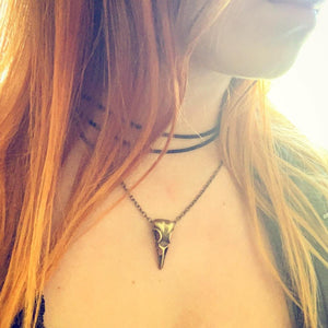Raven Skull Necklace Bird Skull Necklace Crow Skull