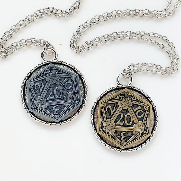 D20 Necklace Dungeons and Dragons Pendant Dungeon Master Gift-Lydia's Vintage | Handmade Personalized Vintage Style Necklaces, Lockets, Earrings, Bracelets, Brooches, Rings