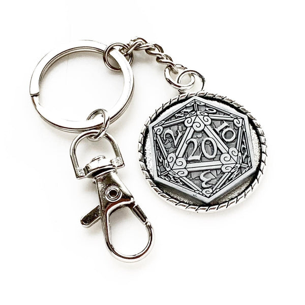 D20 Keychain Dungeons and Dragons Gifts Geek Gift for Men-Lydia's Vintage | Handmade Personalized Bookmarks, Keychains